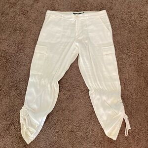 Lauren Ralph Lauren Linen Cargo Drawstring Pants Size 12 White